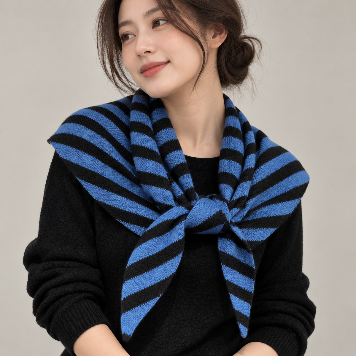 Colorful Striped Wool Triangle Scarf